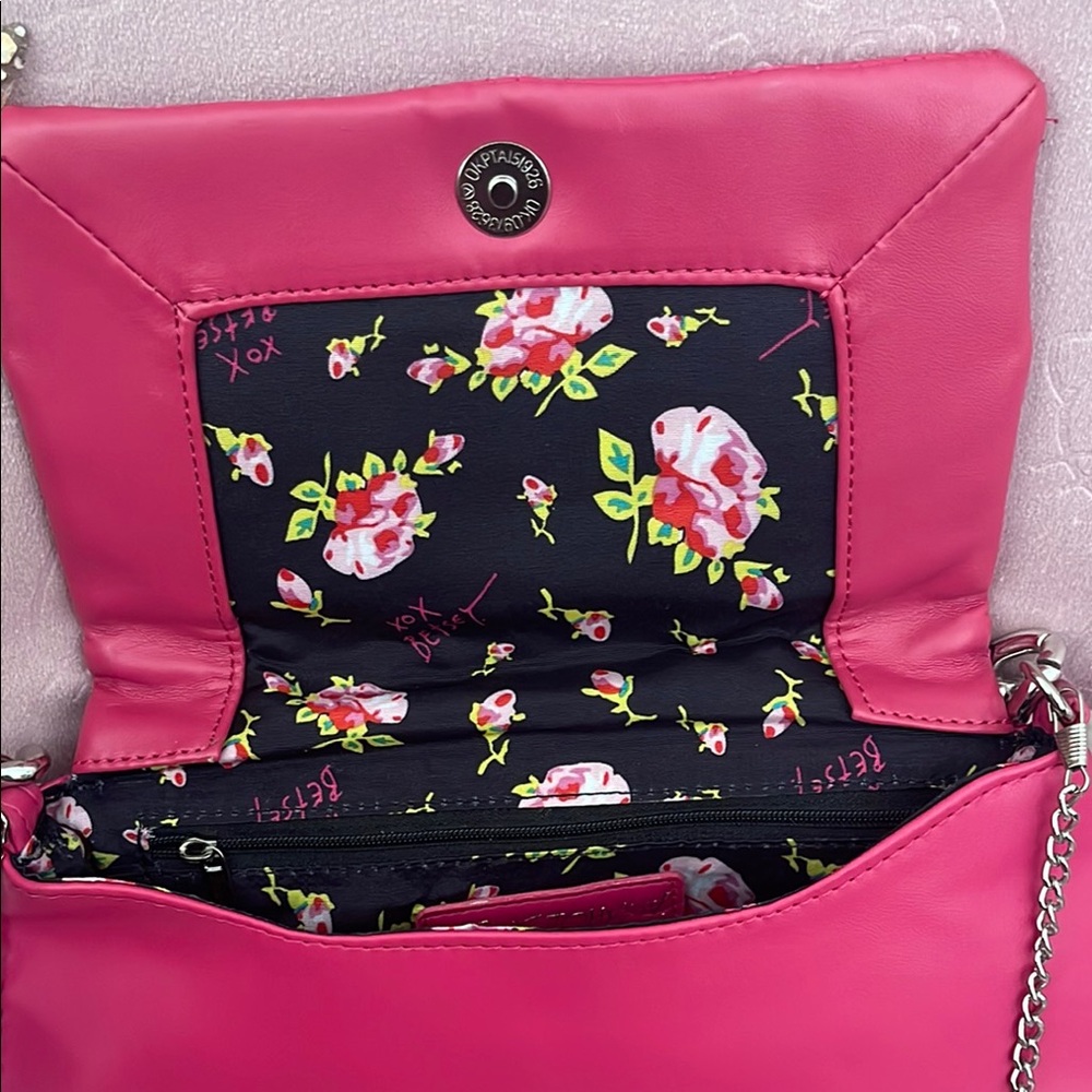 Betsey Johnson Pink Quilted Chain Bag - Picture 2 of 3